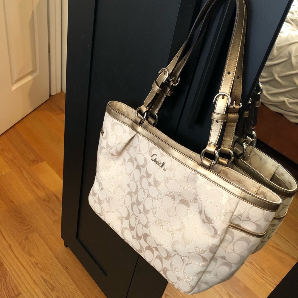 Like New Coach Purse - Gold and Tan